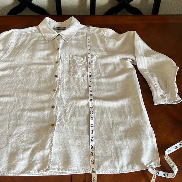 Notations Woman 1X Natural Beige Linen Blend Tunic Blouse - Picture 9 of 10